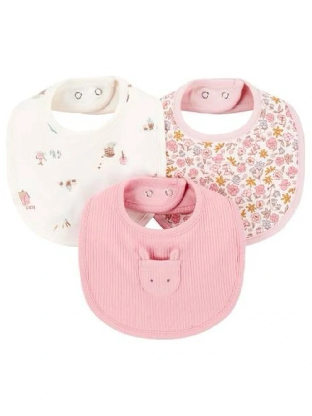Carter's Pink Baby Bibs - 3-Pack Soft Cotton Set